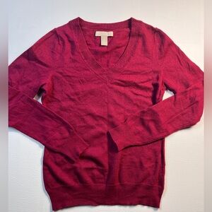Banana Republic Merino Wool V-Neck Sweater - Deep Red Small